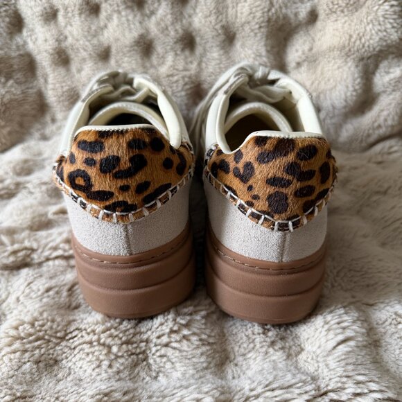 NWOT Womens Casual Thick Sole Sneakers White Tan Leopard Size 9 - Picture 4 of 6